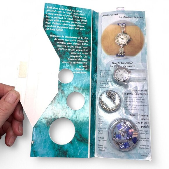 Glass Bead Watch Kit Set of Two Pink & Blue Includes Quartz Timepiece & Beads - Picture 5 of 6